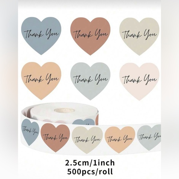 Other - NIP Heart-Shaped Thank You Stickers Roll - Multicolor